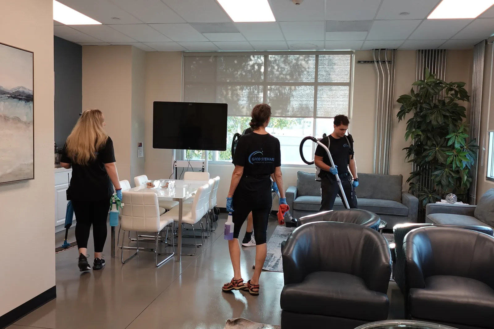 Good Steward team cleaning a commercial office in San Diego